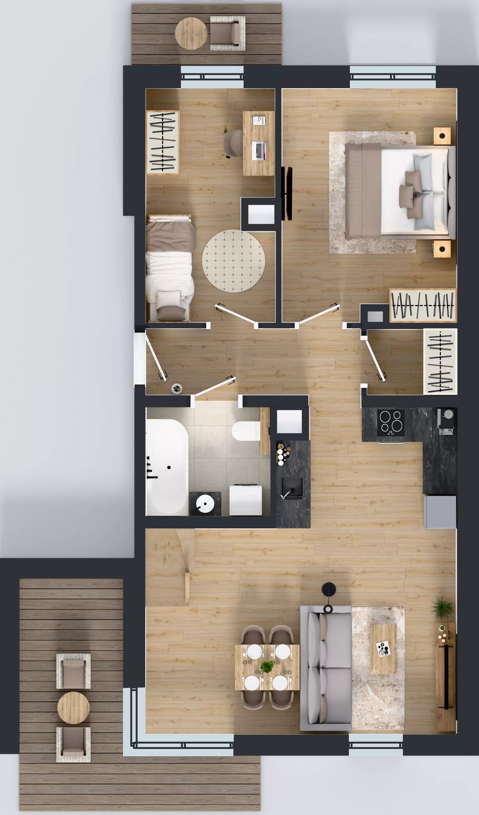 3 pokoje, mieszkanie 83,56 m², piętro 2, oferta nr 4.1.2, Skwer Harmonia 2, Kraków, Podgórze, Rybitwy, ul. Półłanki