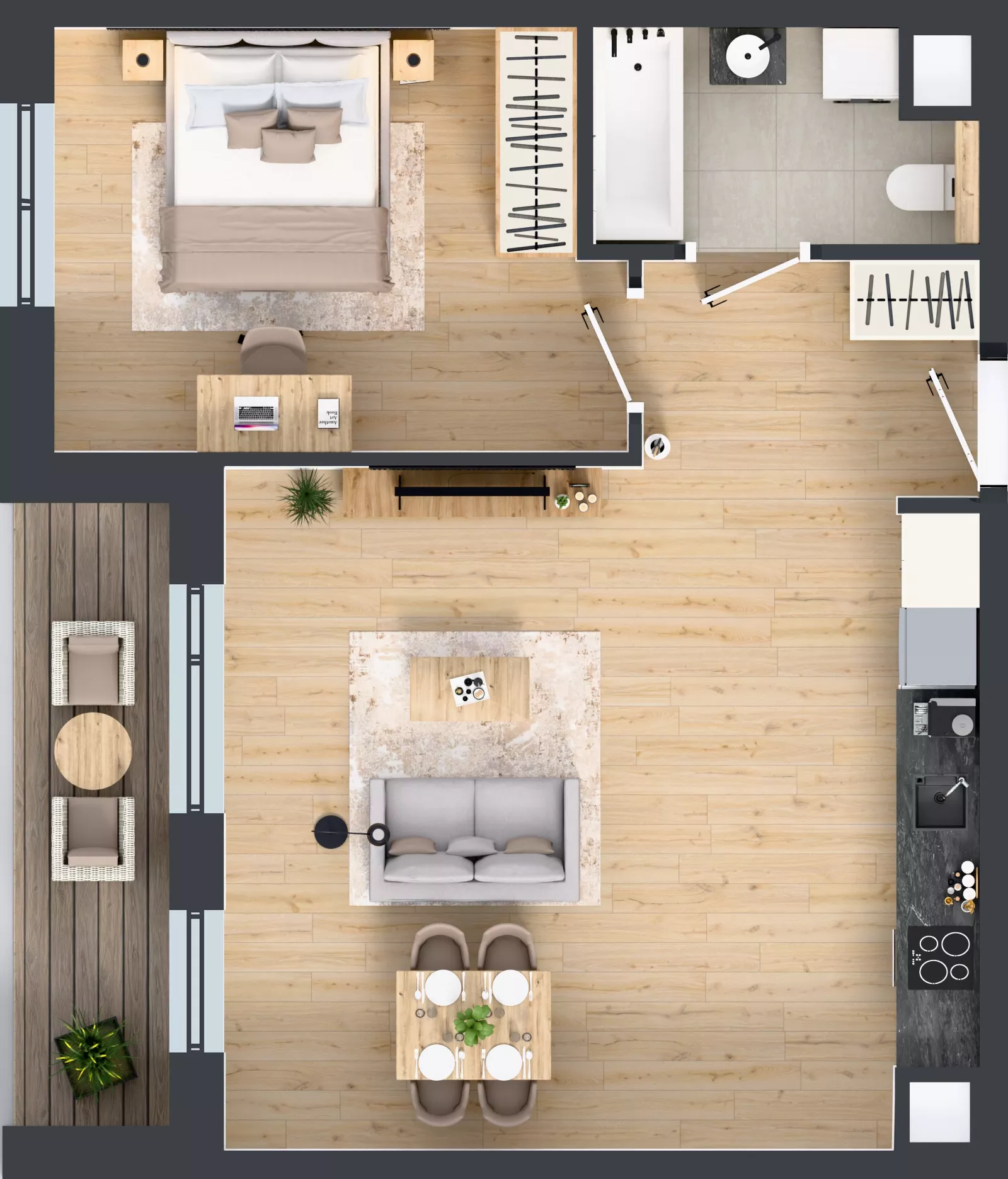 2 pokoje, mieszkanie 53,36 m², piętro 3, oferta nr 2A.37, Skwer Harmonia 2, Kraków, Podgórze, Rybitwy, ul. Półłanki