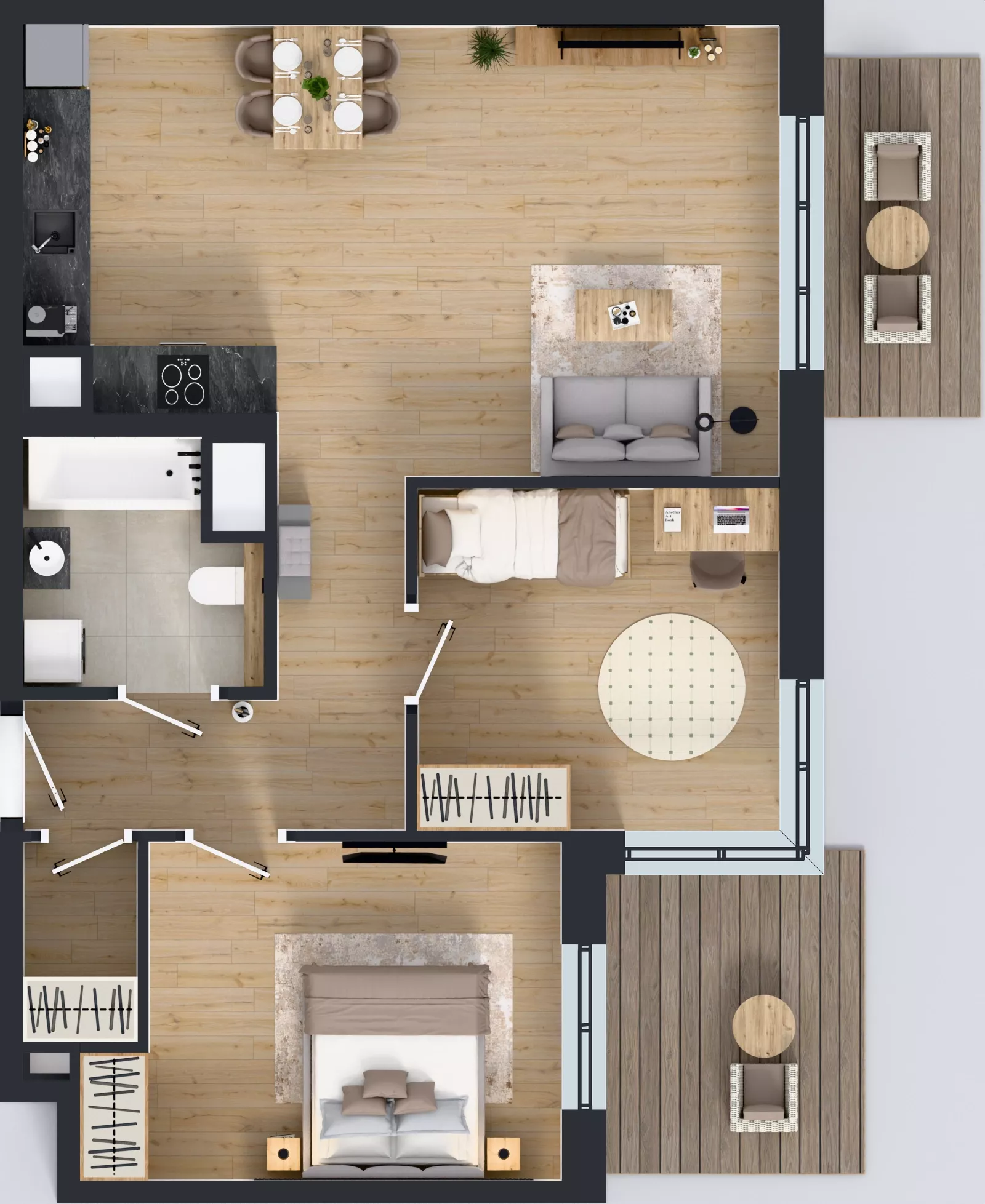 3 pokoje, mieszkanie 67,70 m², piętro 3, oferta nr 2B.22, Skwer Harmonia 2, Kraków, Podgórze, Rybitwy, ul. Półłanki