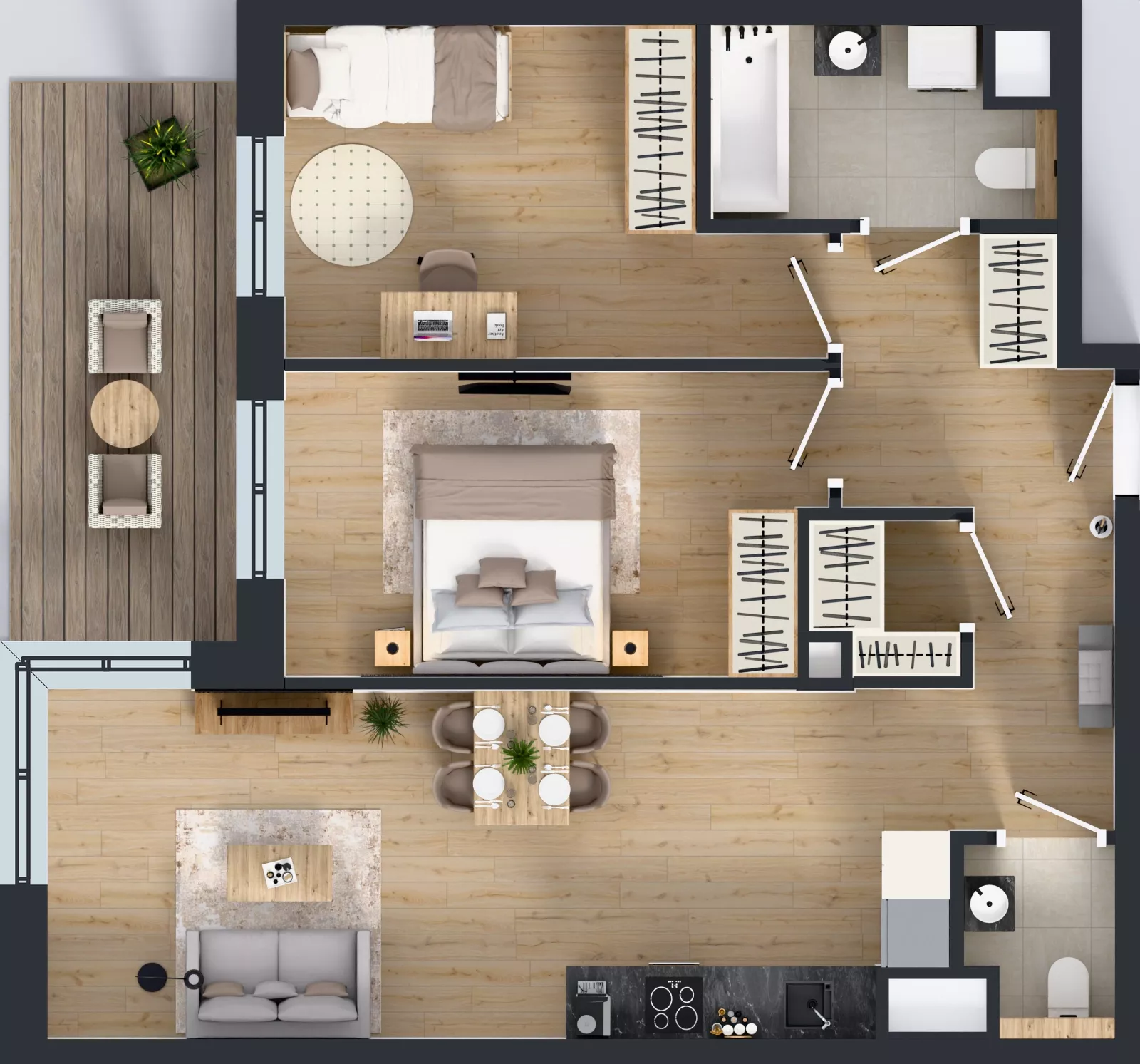 3 pokoje, mieszkanie 63,60 m², piętro 3, oferta nr 3A.32, Skwer Harmonia 2, Kraków, Podgórze, Rybitwy, ul. Półłanki