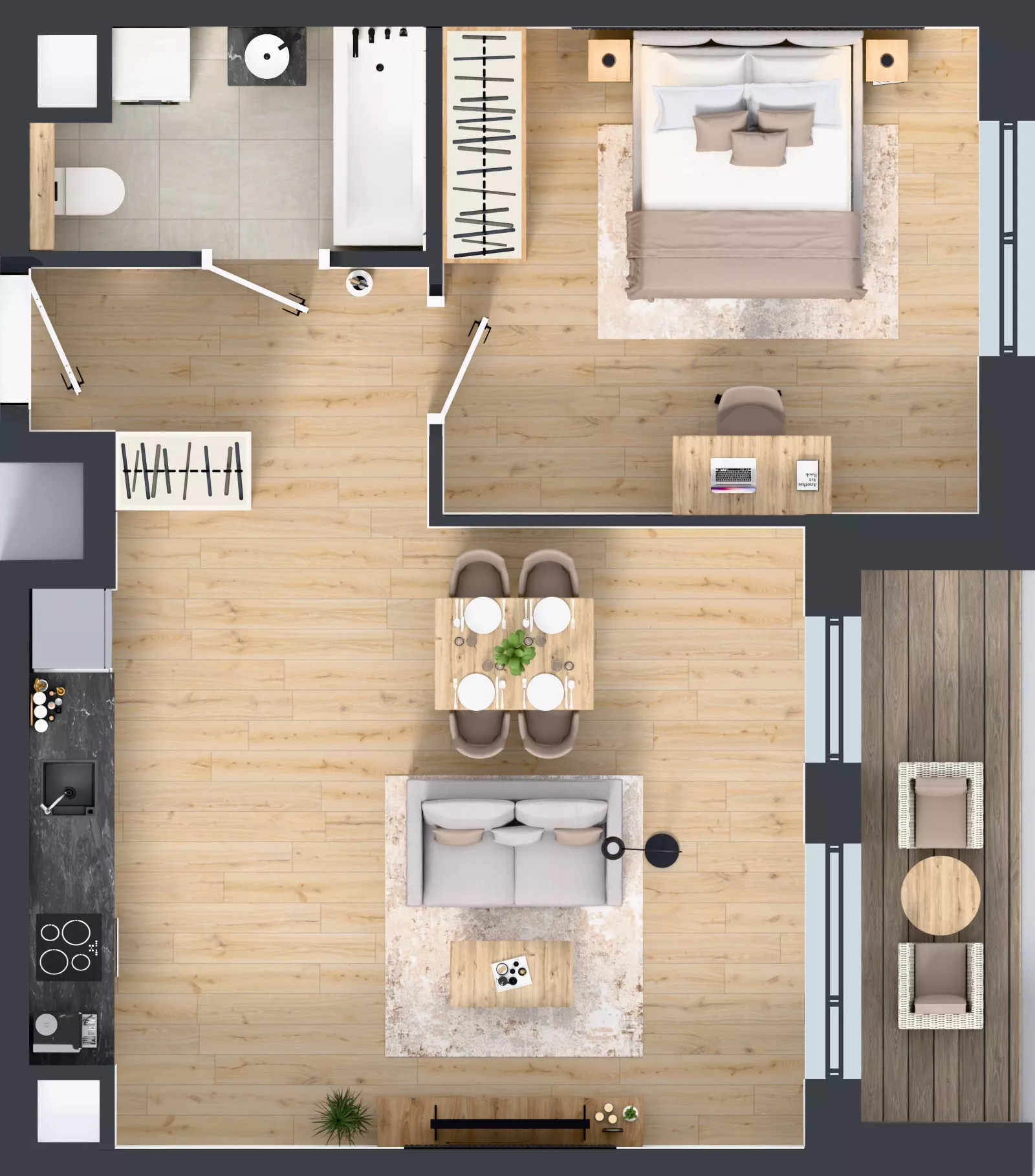 2 pokoje, mieszkanie 51,74 m², piętro 3, oferta nr 3B.40, Skwer Harmonia 2, Kraków, Podgórze, Rybitwy, ul. Półłanki