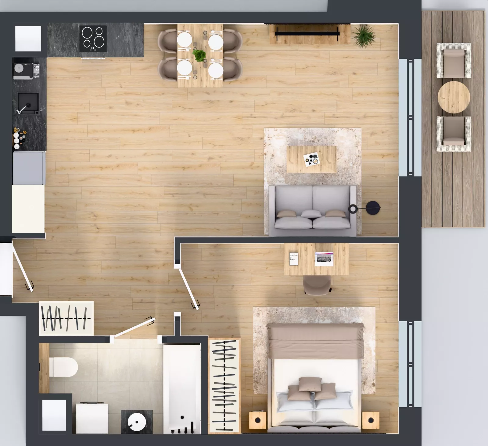 2 pokoje, mieszkanie 51,23 m², piętro 3, oferta nr 3B.41, Skwer Harmonia 2, Kraków, Podgórze, Rybitwy, ul. Półłanki