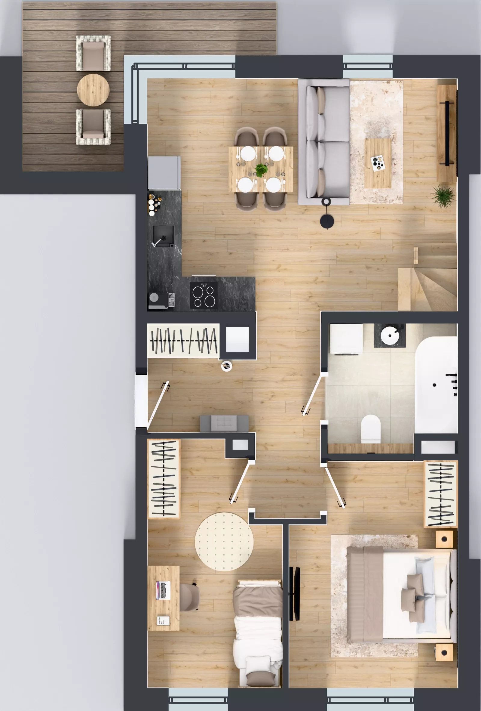 3 pokoje, mieszkanie 77,73 m², piętro 2, oferta nr 6.2.2, Skwer Harmonia 2, Kraków, Podgórze, Rybitwy, ul. Półłanki