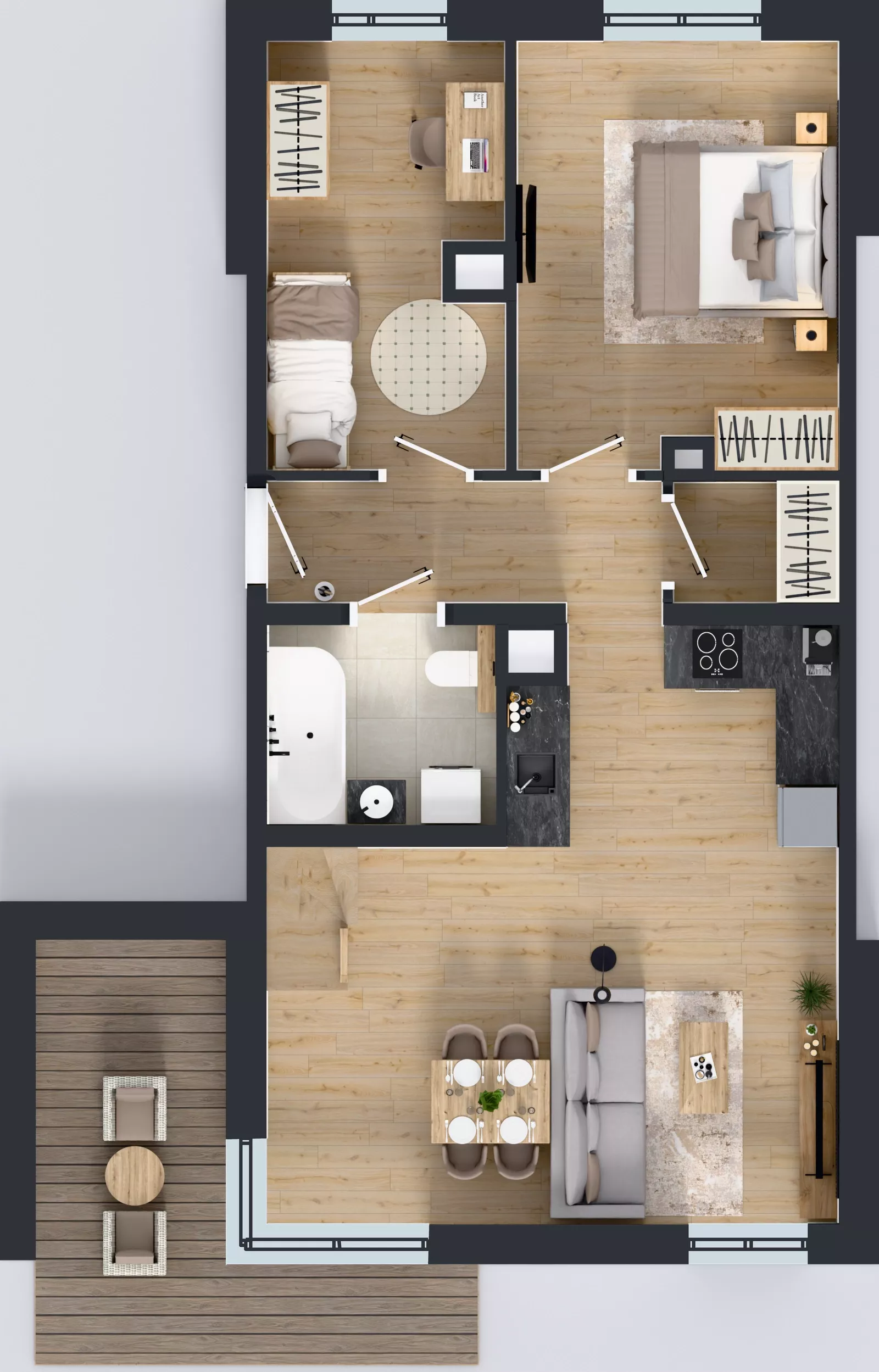 3 pokoje, mieszkanie 83,56 m², piętro 2, oferta nr 4.3.2, Skwer Harmonia 2, Kraków, Podgórze, Rybitwy, ul. Półłanki