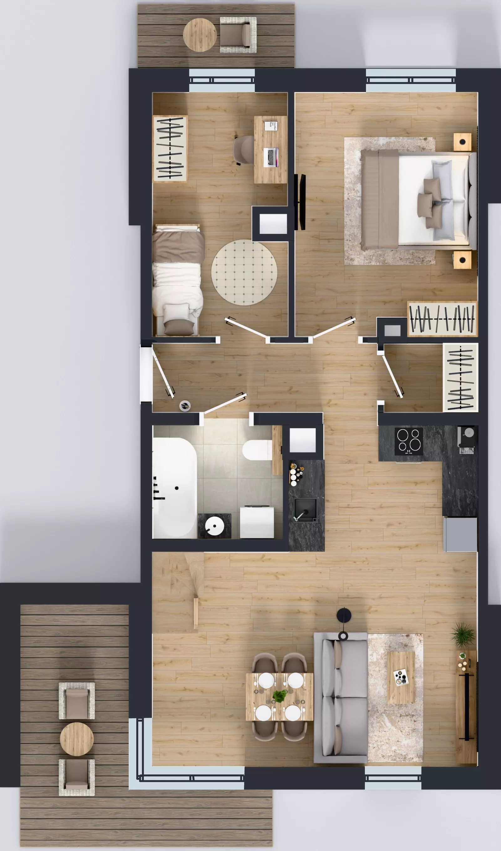 3 pokoje, mieszkanie 83,56 m², piętro 2, oferta nr 4.4.2, Skwer Harmonia 2, Kraków, Podgórze, Rybitwy, ul. Półłanki