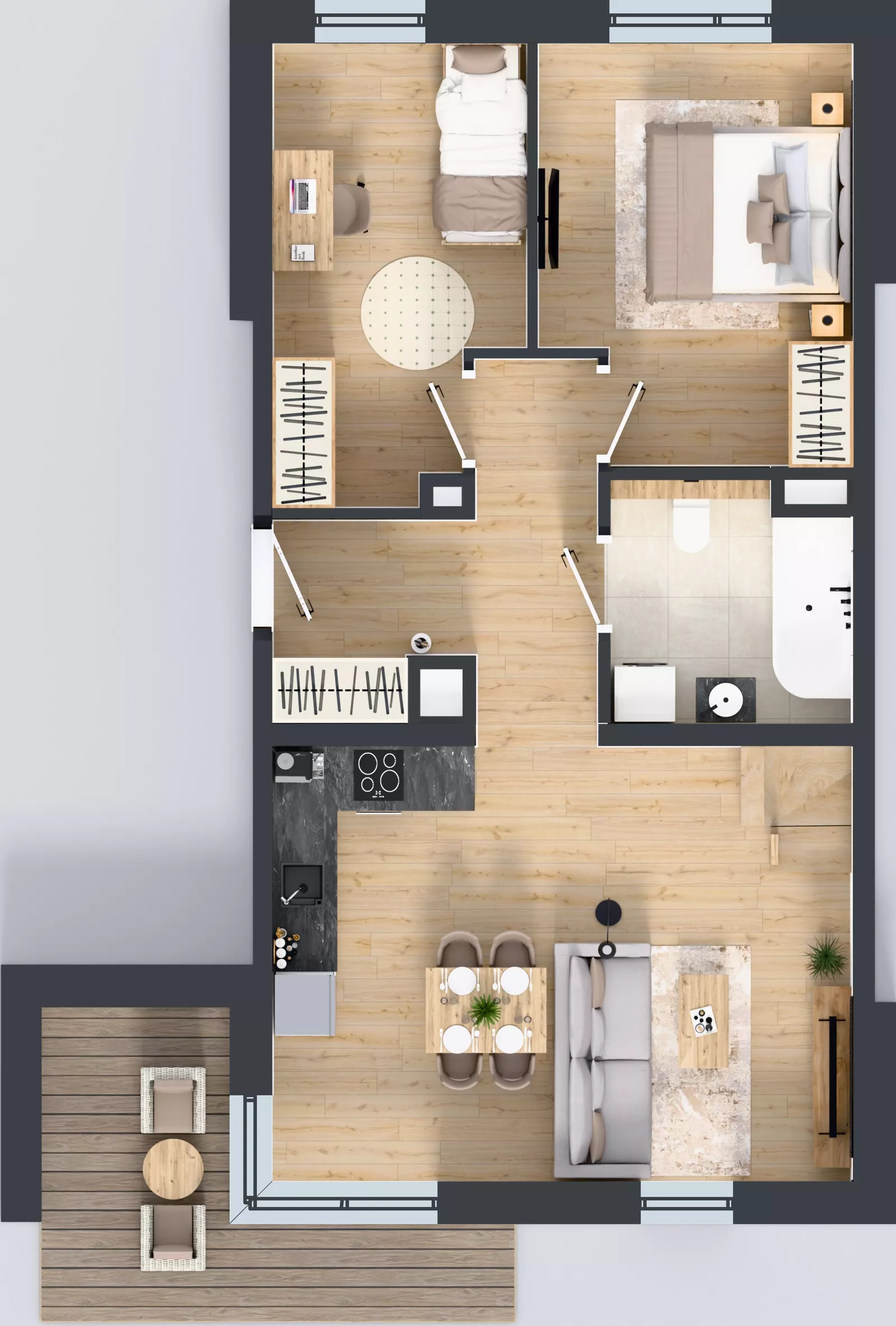 3 pokoje, mieszkanie 77,73 m², piętro 2, oferta nr 5.4.2, Skwer Harmonia 2, Kraków, Podgórze, Rybitwy, ul. Półłanki