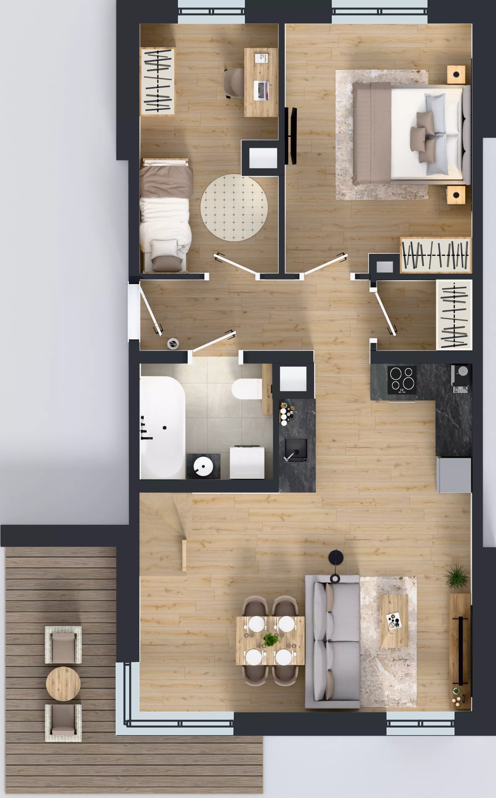 3 pokoje, mieszkanie 83,56 m², piętro 2, oferta nr 4.9.2, Skwer Harmonia 2, Kraków, Podgórze, Rybitwy, ul. Półłanki