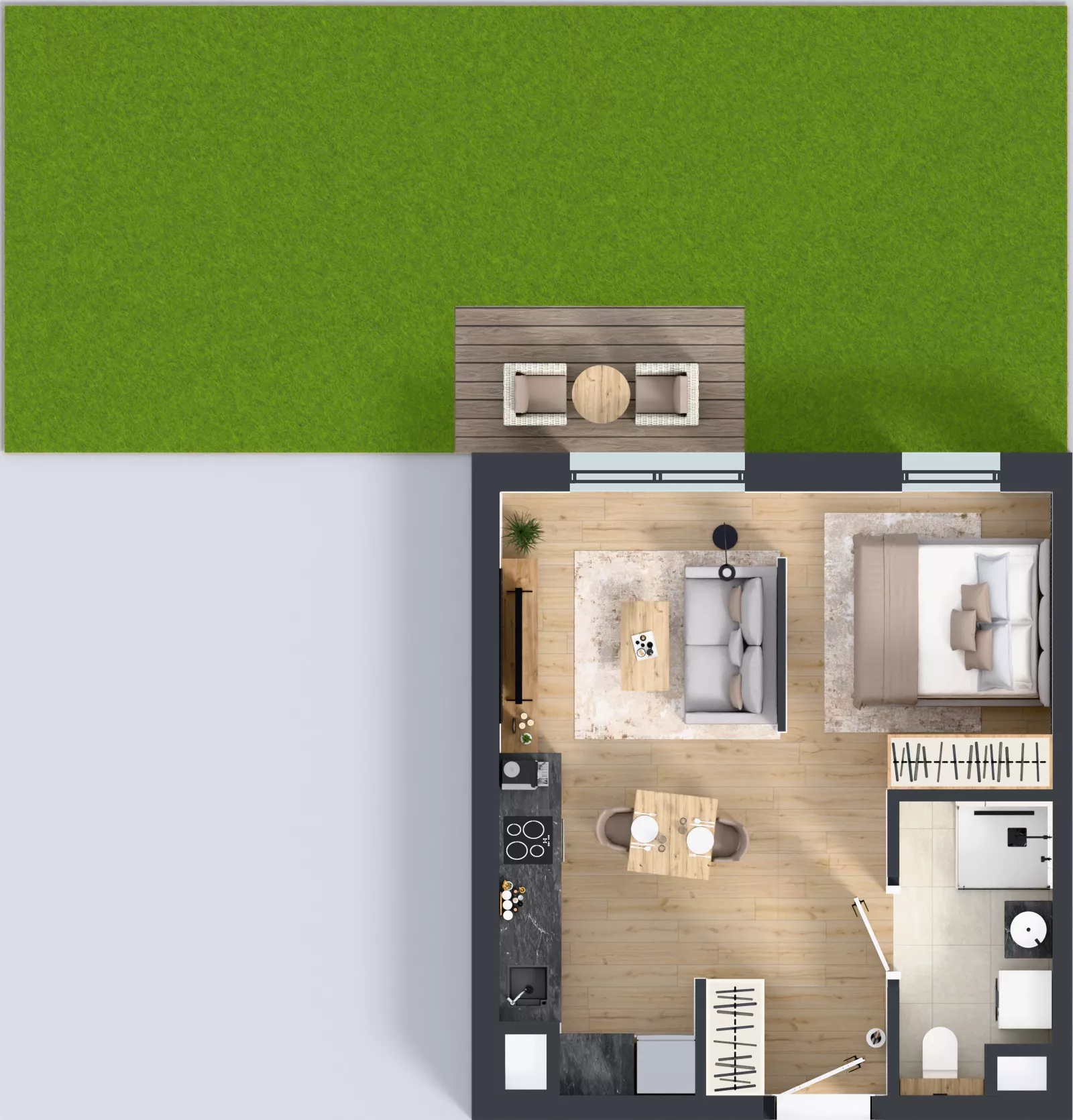 1 pokój, mieszkanie 33,50 m², parter, oferta nr A2.0.93, ATAL Floriana, Szczecin, Śródmieście, Łasztownia, św. Floriana