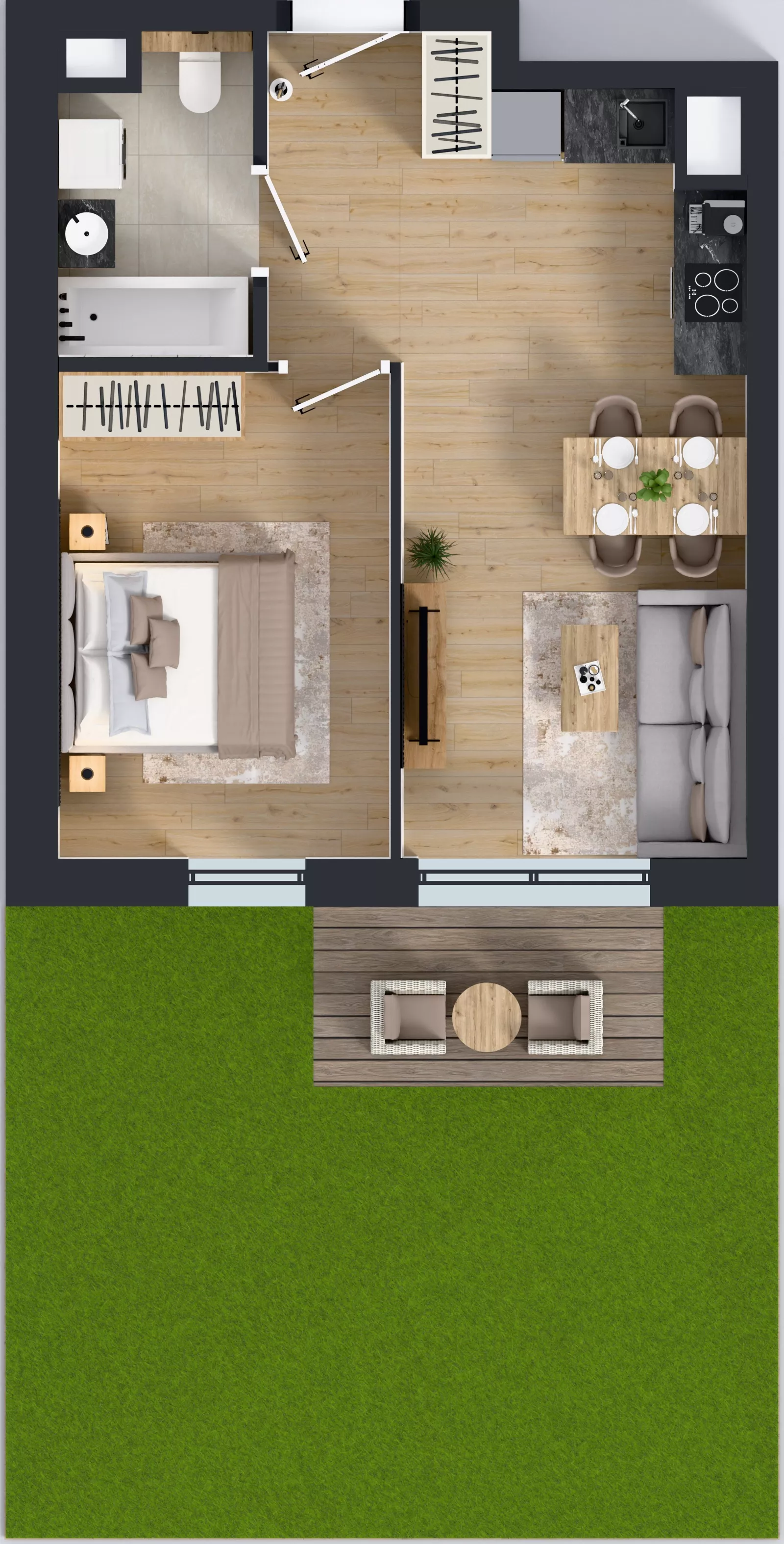 2 pokoje, mieszkanie 39,40 m², parter, oferta nr A2.0.98, ATAL Floriana, Szczecin, Śródmieście, Łasztownia, św. Floriana