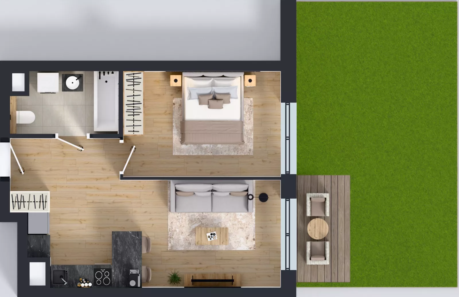 2 pokoje, mieszkanie 43,20 m², parter, oferta nr A3.0.156, ATAL Floriana, Szczecin, Śródmieście, Łasztownia, św. Floriana