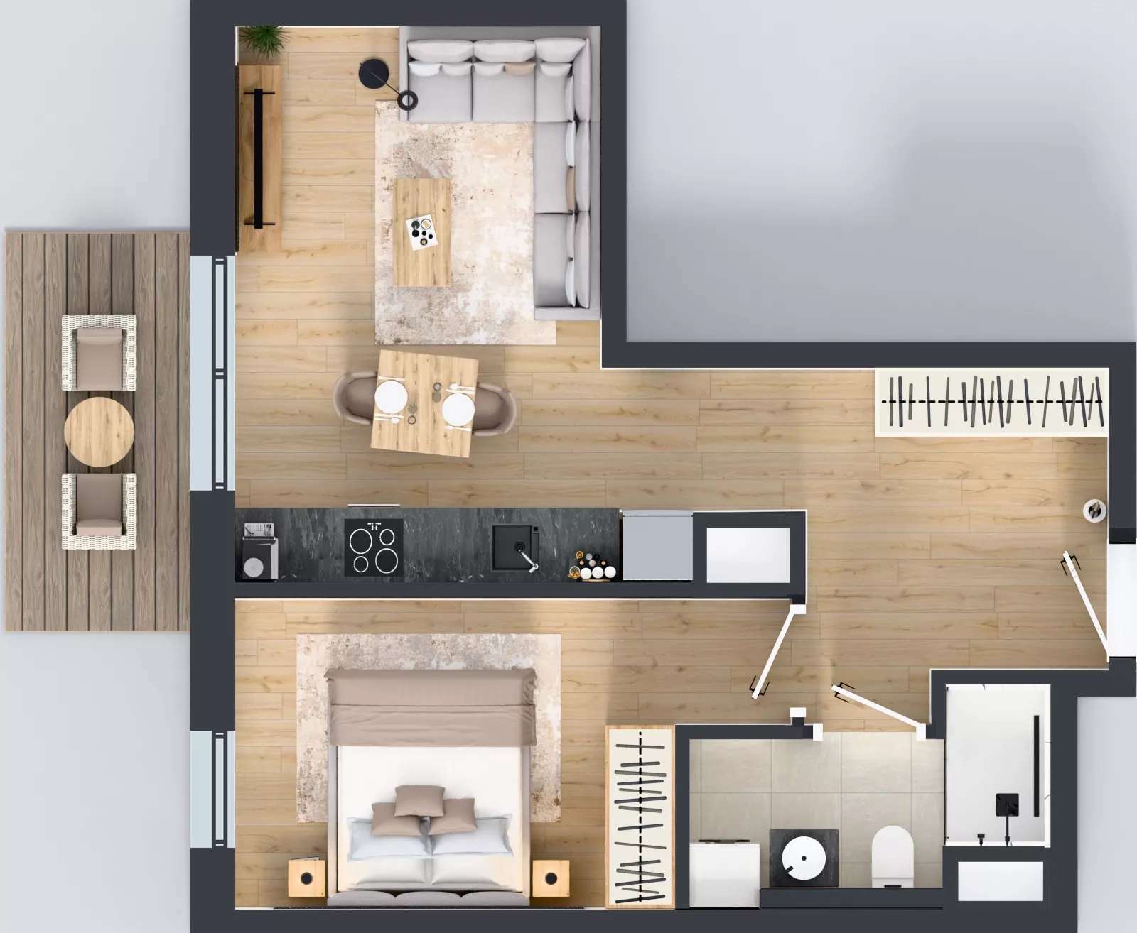 2 pokoje, mieszkanie 40,60 m², piętro 1, oferta nr A1.1.12, ATAL Floriana, Szczecin, Śródmieście, Łasztownia, św. Floriana