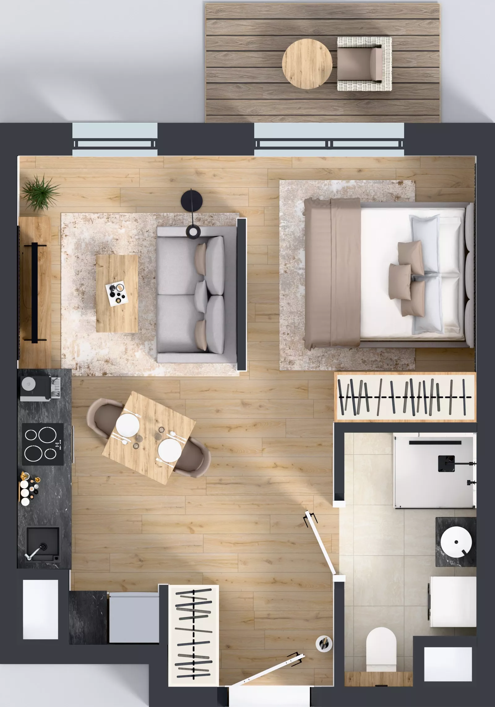 1 pokój, mieszkanie 31,70 m², piętro 1, oferta nr A2.1.100, ATAL Floriana, Szczecin, Śródmieście, Łasztownia, św. Floriana