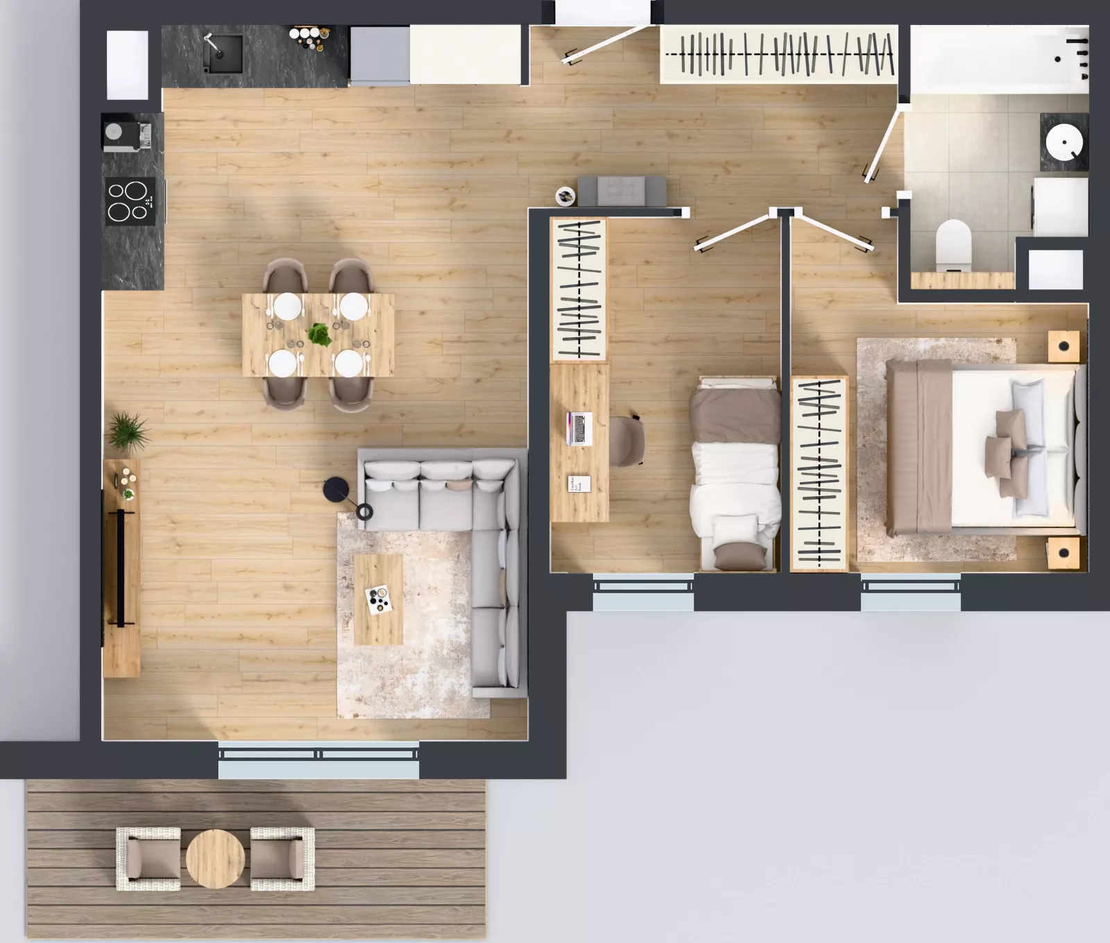 3 pokoje, mieszkanie 60,10 m², piętro 1, oferta nr A2.1.102, ATAL Floriana, Szczecin, Śródmieście, Łasztownia, św. Floriana
