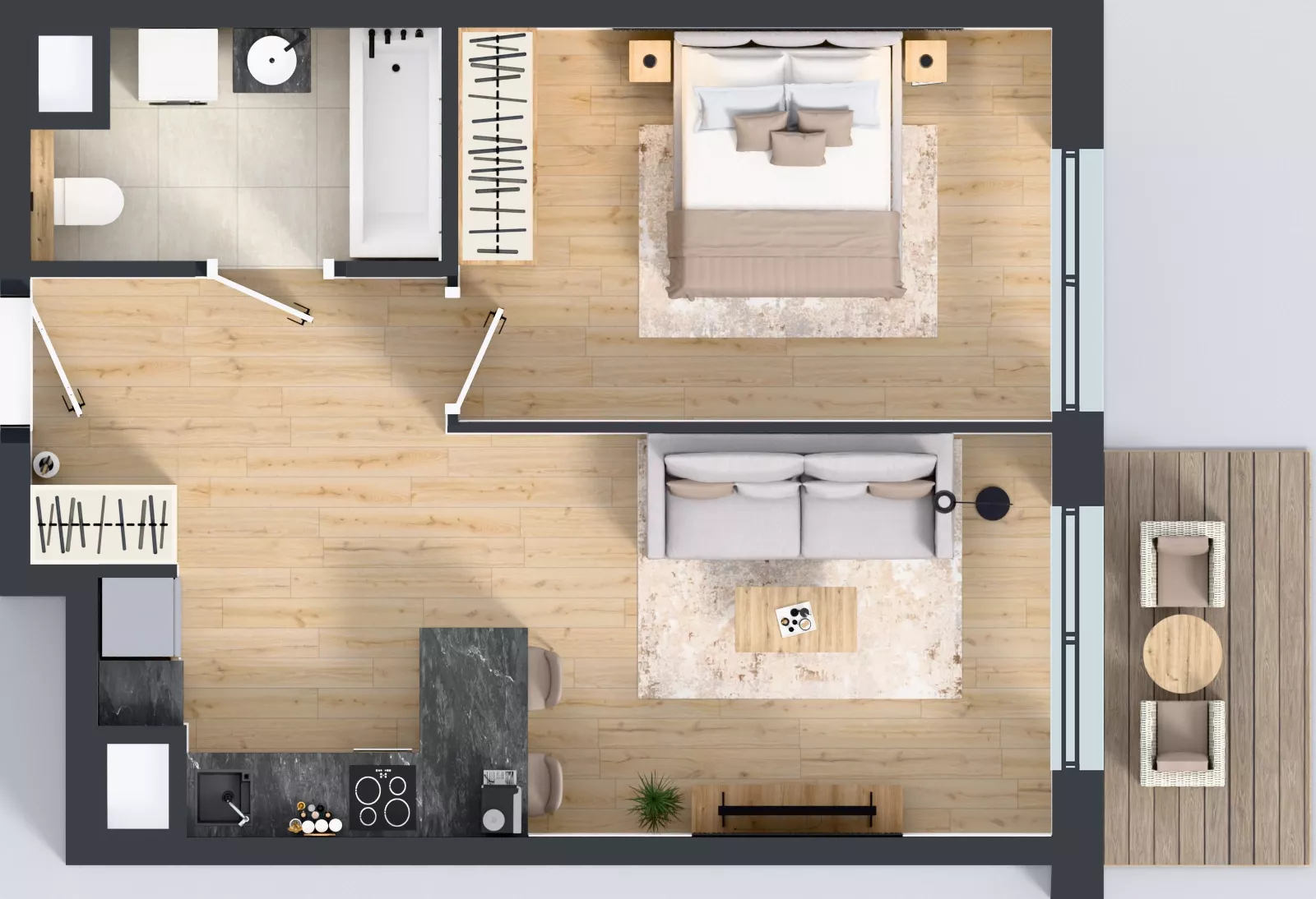 2 pokoje, mieszkanie 44,30 m², piętro 1, oferta nr A3.1.164, ATAL Floriana, Szczecin, Śródmieście, Łasztownia, św. Floriana
