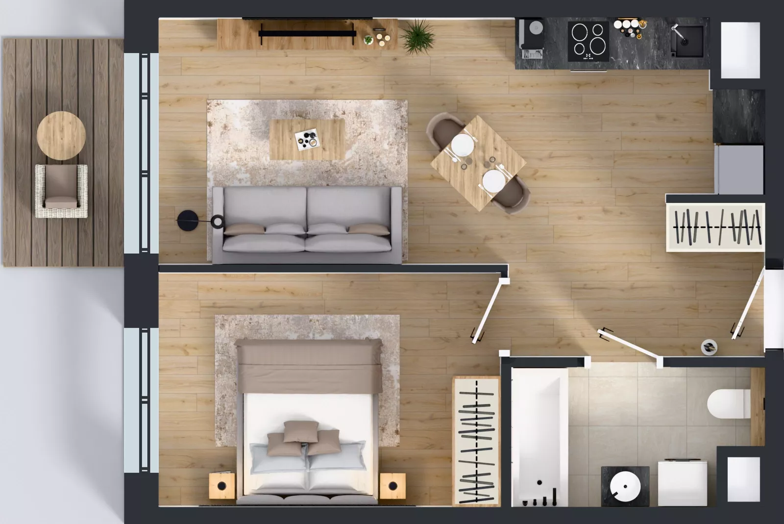 2 pokoje, mieszkanie 42,40 m², piętro 1, oferta nr A3.1.167, ATAL Floriana, Szczecin, Śródmieście, Łasztownia, św. Floriana