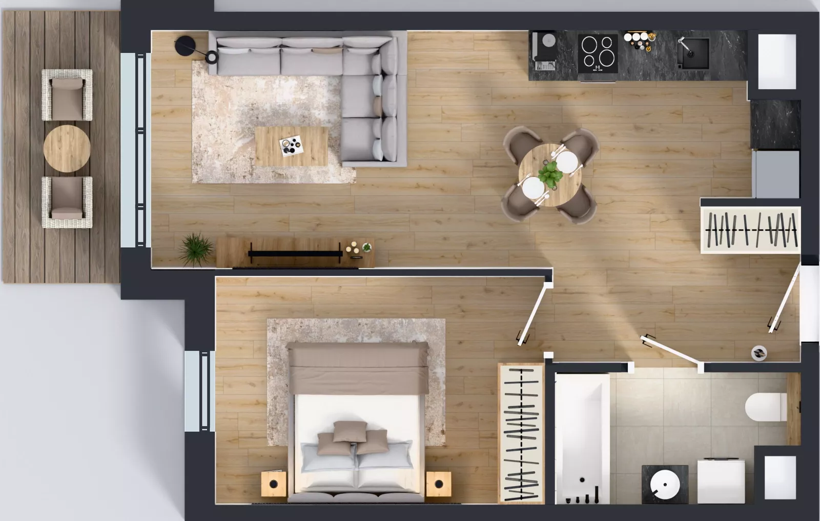 2 pokoje, mieszkanie 45,50 m², piętro 1, oferta nr A3.1.169, ATAL Floriana, Szczecin, Śródmieście, Łasztownia, św. Floriana