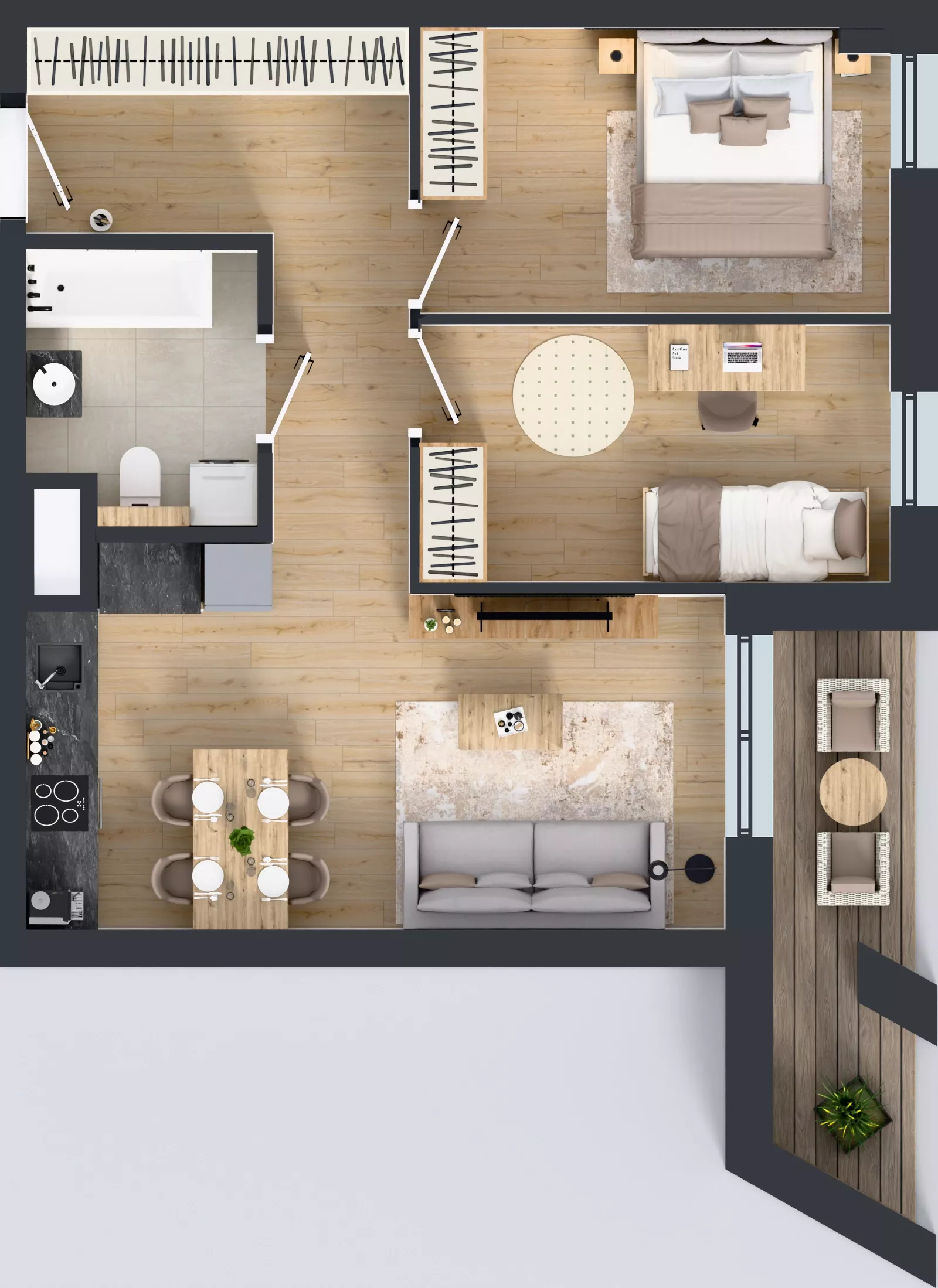 3 pokoje, mieszkanie 54,20 m², piętro 2, oferta nr A1.2.23, ATAL Floriana, Szczecin, Śródmieście, Łasztownia, św. Floriana