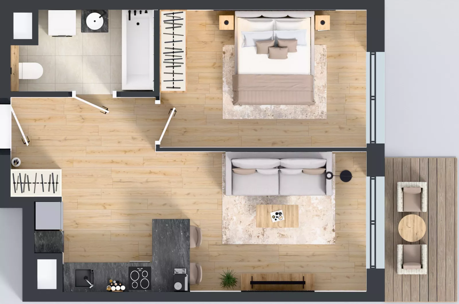 2 pokoje, mieszkanie 44,40 m², piętro 2, oferta nr A3.2.172, ATAL Floriana, Szczecin, Śródmieście, Łasztownia, św. Floriana