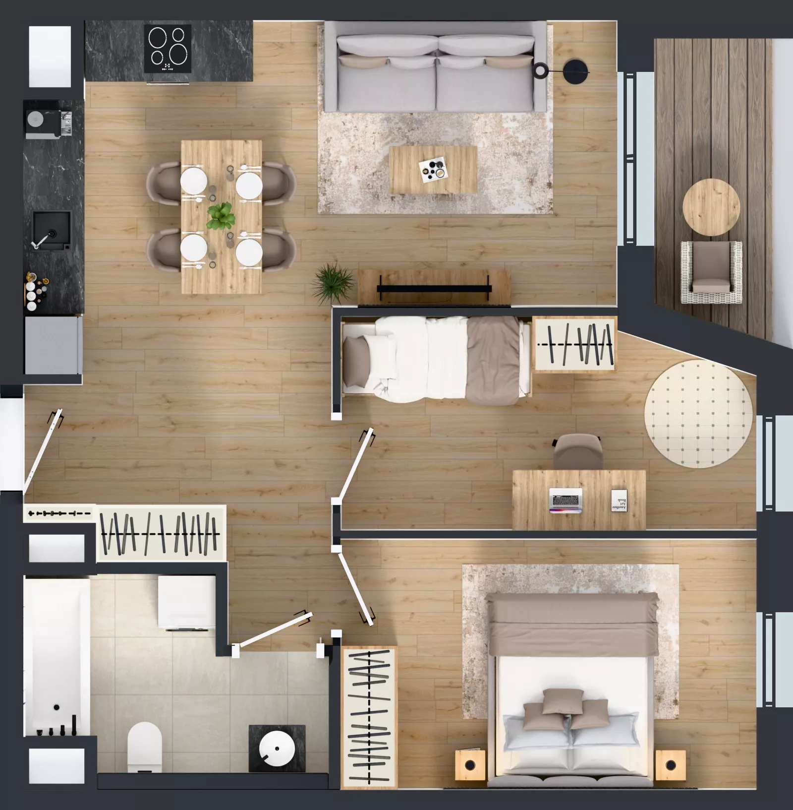 3 pokoje, mieszkanie 53,50 m², piętro 3, oferta nr A1.3.35, ATAL Floriana, Szczecin, Śródmieście, Łasztownia, św. Floriana
