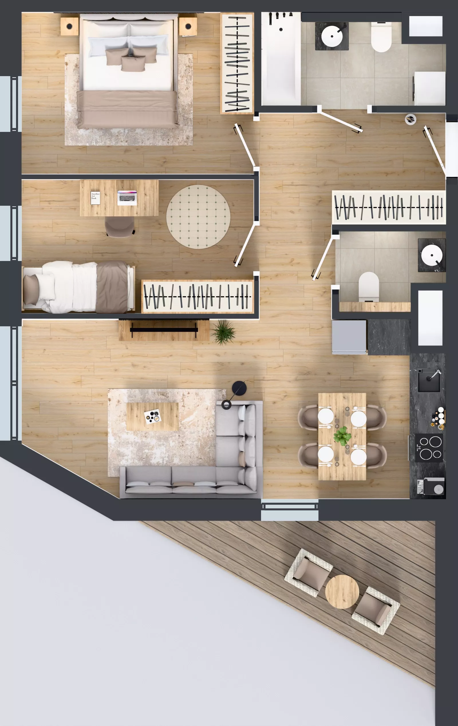 3 pokoje, mieszkanie 59,90 m², piętro 3, oferta nr A1.3.38, ATAL Floriana, Szczecin, Śródmieście, Łasztownia, św. Floriana