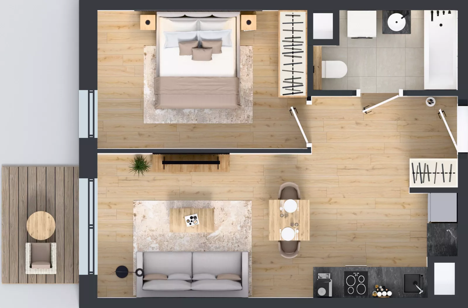 2 pokoje, mieszkanie 42,80 m², piętro 4, oferta nr A1.4.41, ATAL Floriana, Szczecin, Śródmieście, Łasztownia, św. Floriana
