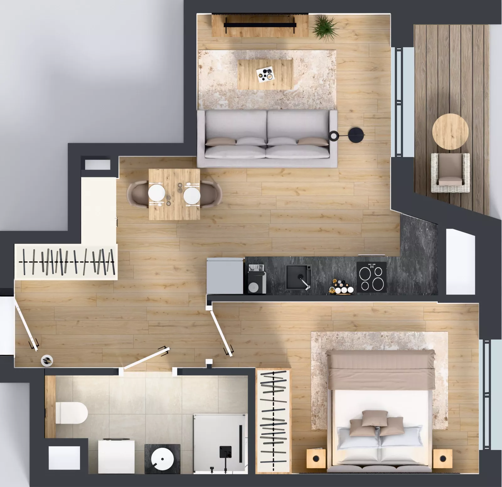 2 pokoje, mieszkanie 41,30 m², piętro 4, oferta nr A1.4.48, ATAL Floriana, Szczecin, Śródmieście, Łasztownia, św. Floriana