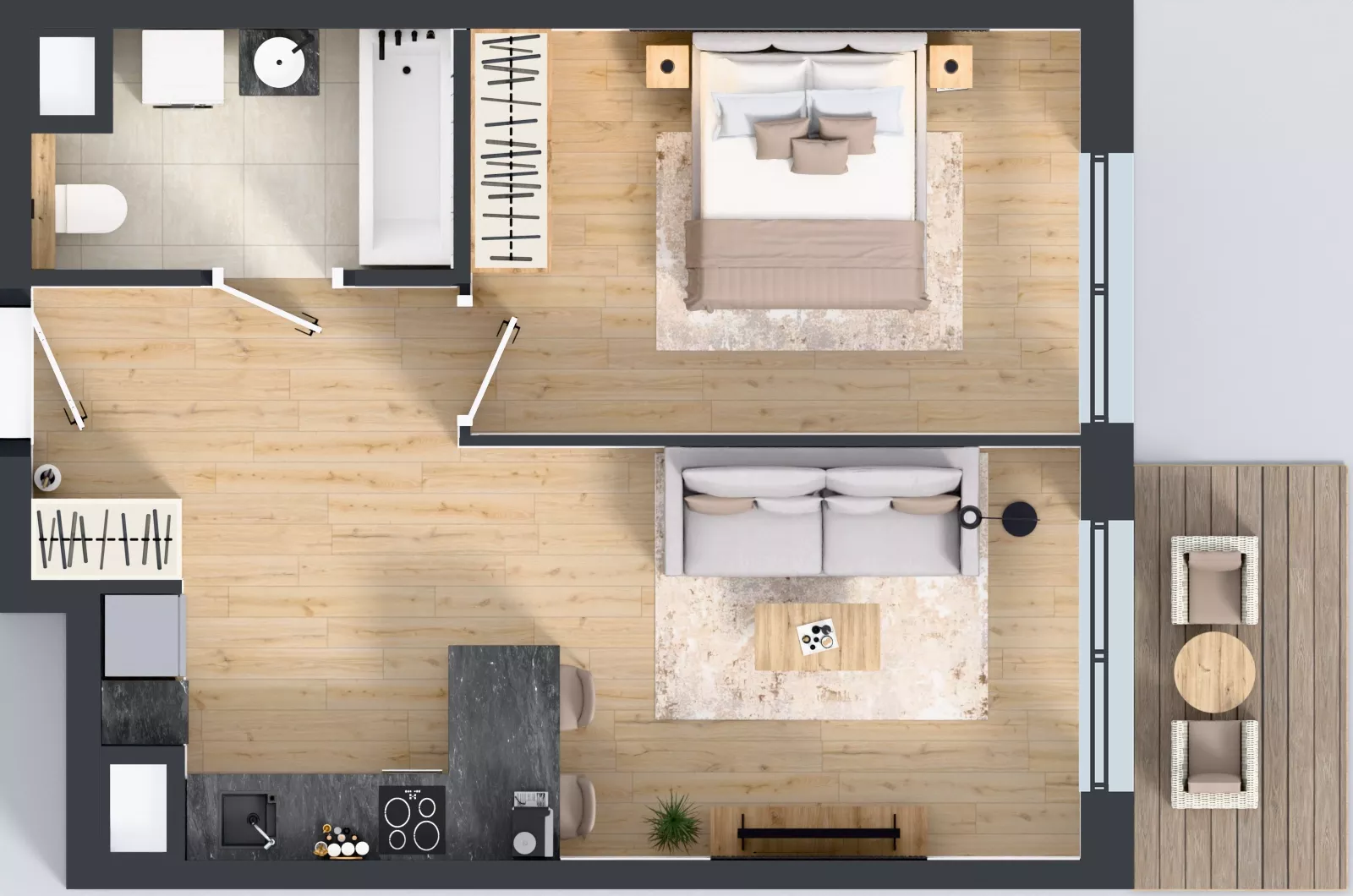 2 pokoje, mieszkanie 44,40 m², piętro 4, oferta nr A3.4.188, ATAL Floriana, Szczecin, Śródmieście, Łasztownia, św. Floriana