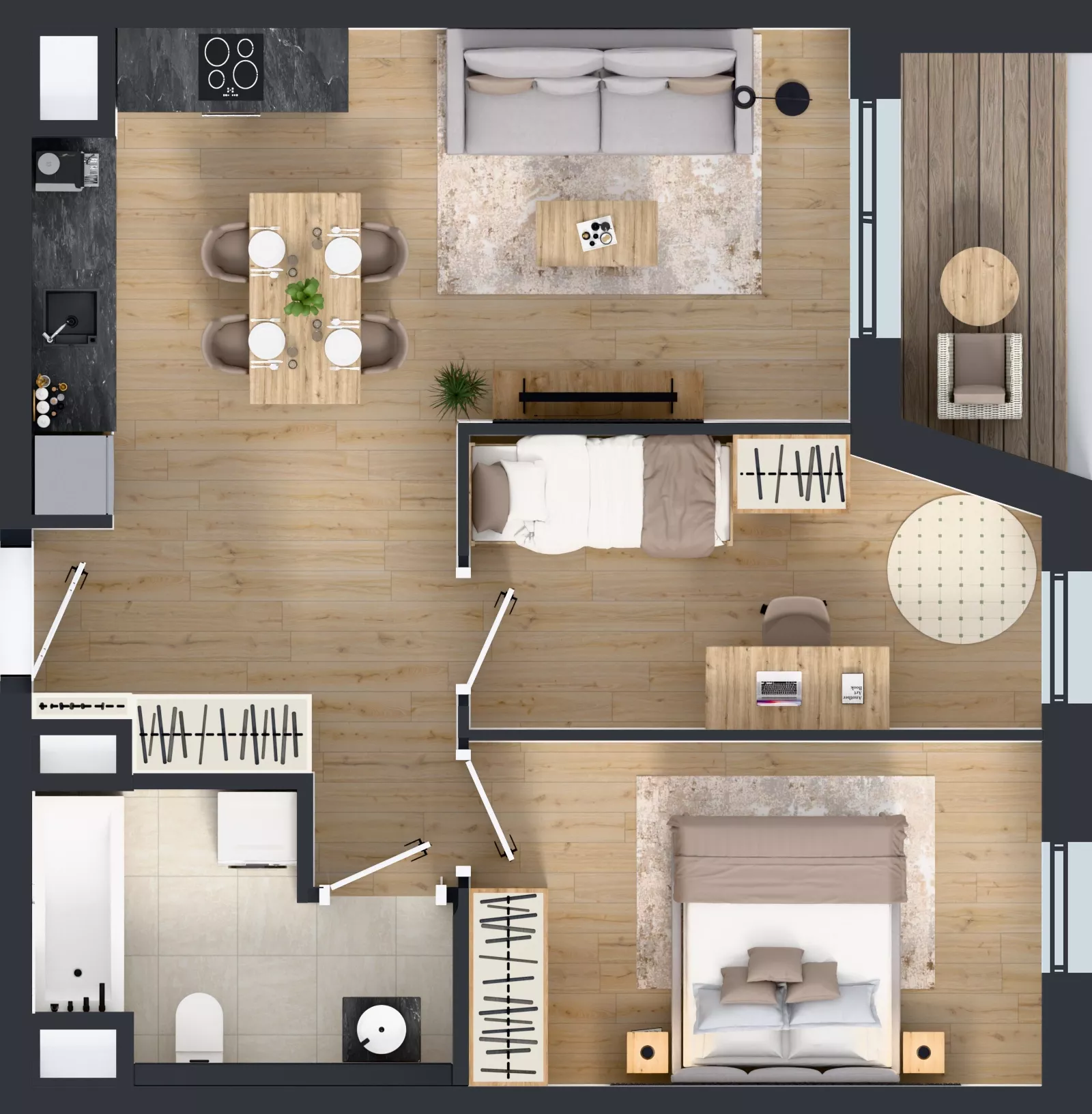3 pokoje, mieszkanie 53,50 m², piętro 5, oferta nr A1.5.63, ATAL Floriana, Szczecin, Śródmieście, Łasztownia, św. Floriana