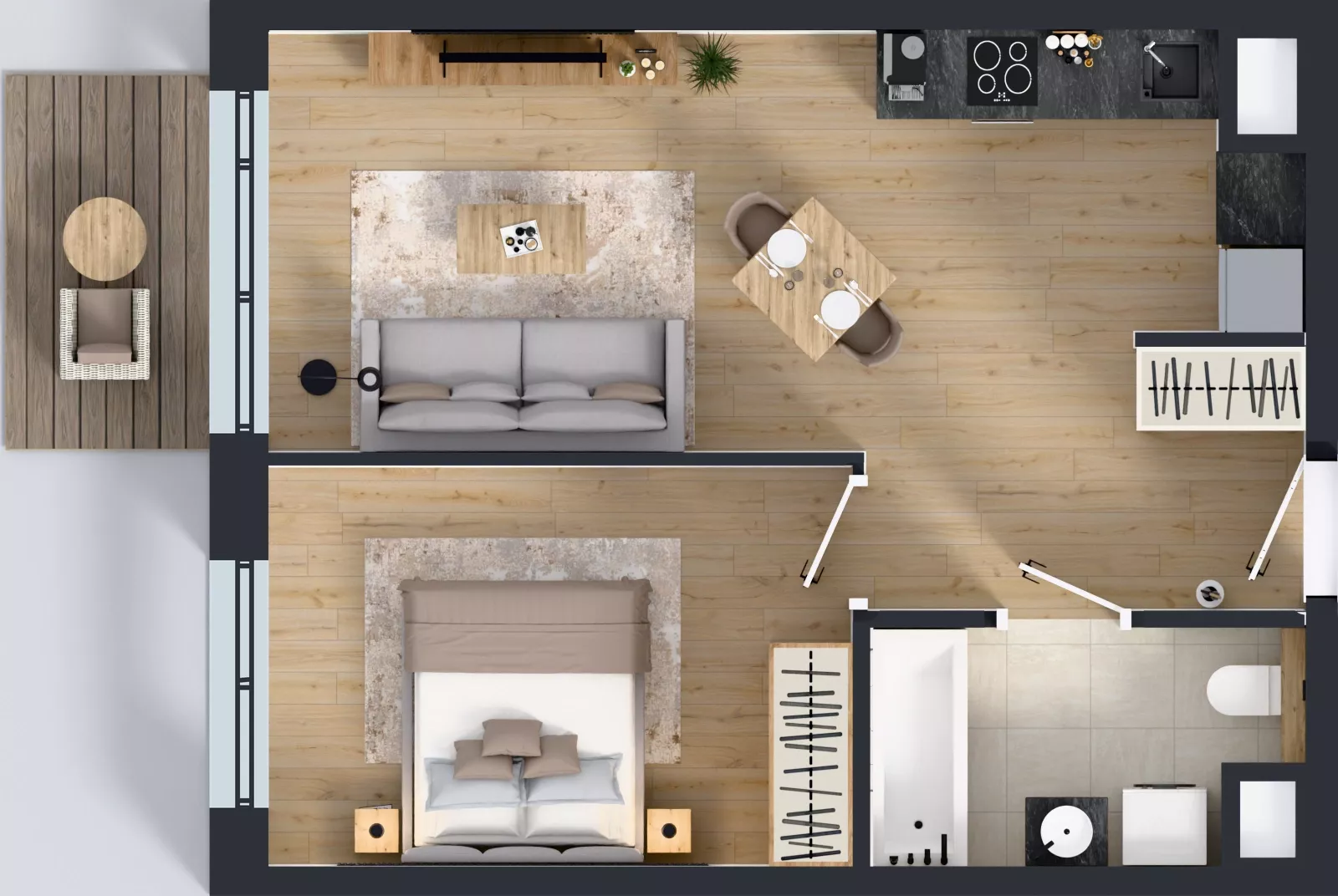2 pokoje, mieszkanie 42,50 m², piętro 6, oferta nr A3.6.207, ATAL Floriana, Szczecin, Śródmieście, Łasztownia, św. Floriana
