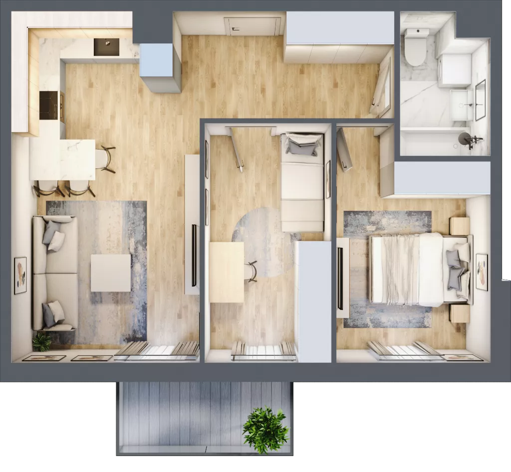3 pokoje, mieszkanie 53,82 m², piętro 1, oferta nr P10.01.1.8, Osiedle Poematu, Warszawa, Wawer, Falenica, ul. Poematu