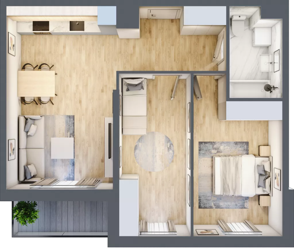 3 pokoje, mieszkanie 56,86 m², piętro 2, oferta nr P10.03.2.55, Osiedle Poematu, Warszawa, Wawer, Falenica, ul. Poematu
