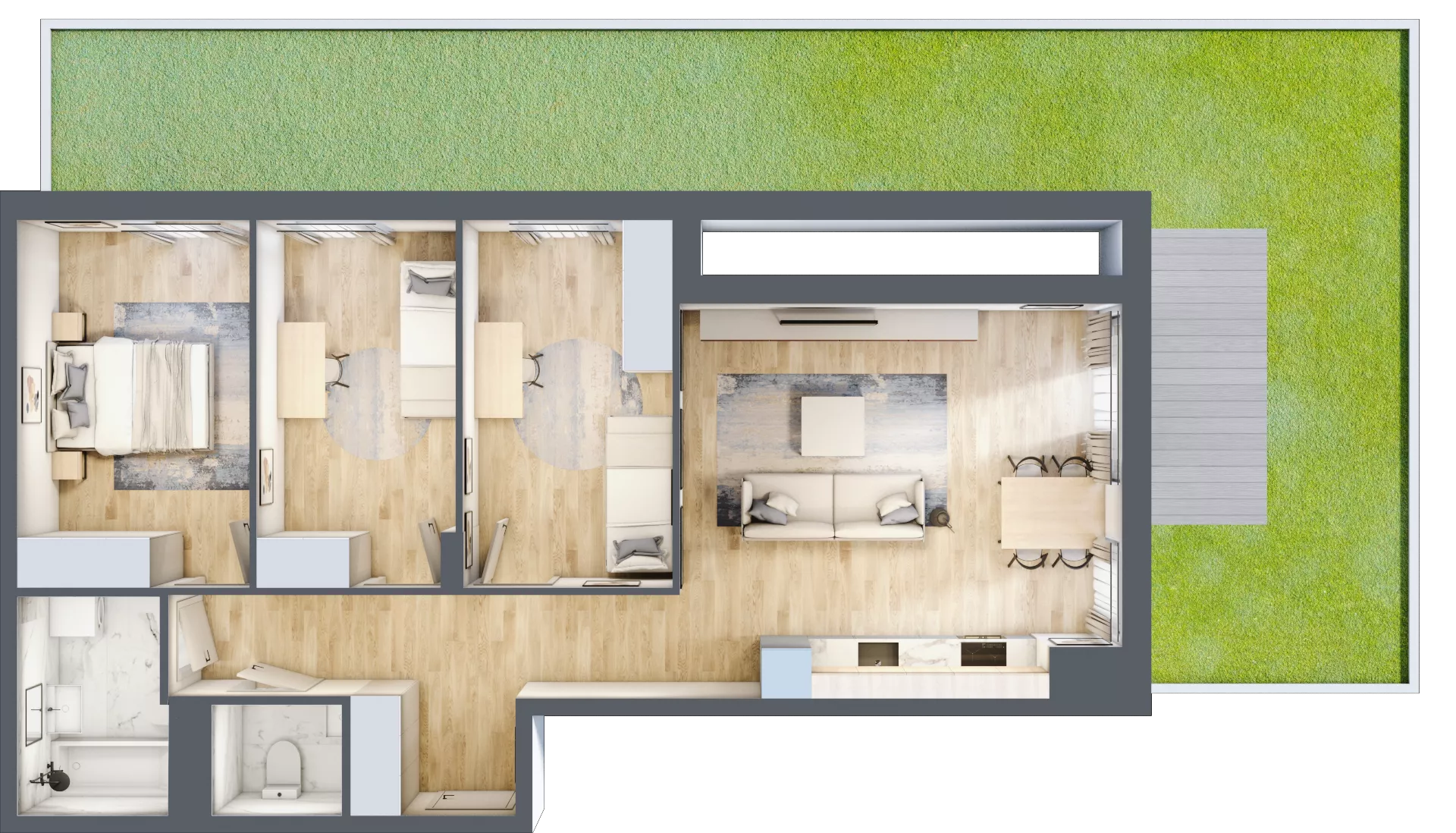 4 pokoje, mieszkanie 75,57 m², parter, oferta nr P10.04.0.69, Osiedle Poematu, Warszawa, Wawer, Falenica, ul. Poematu