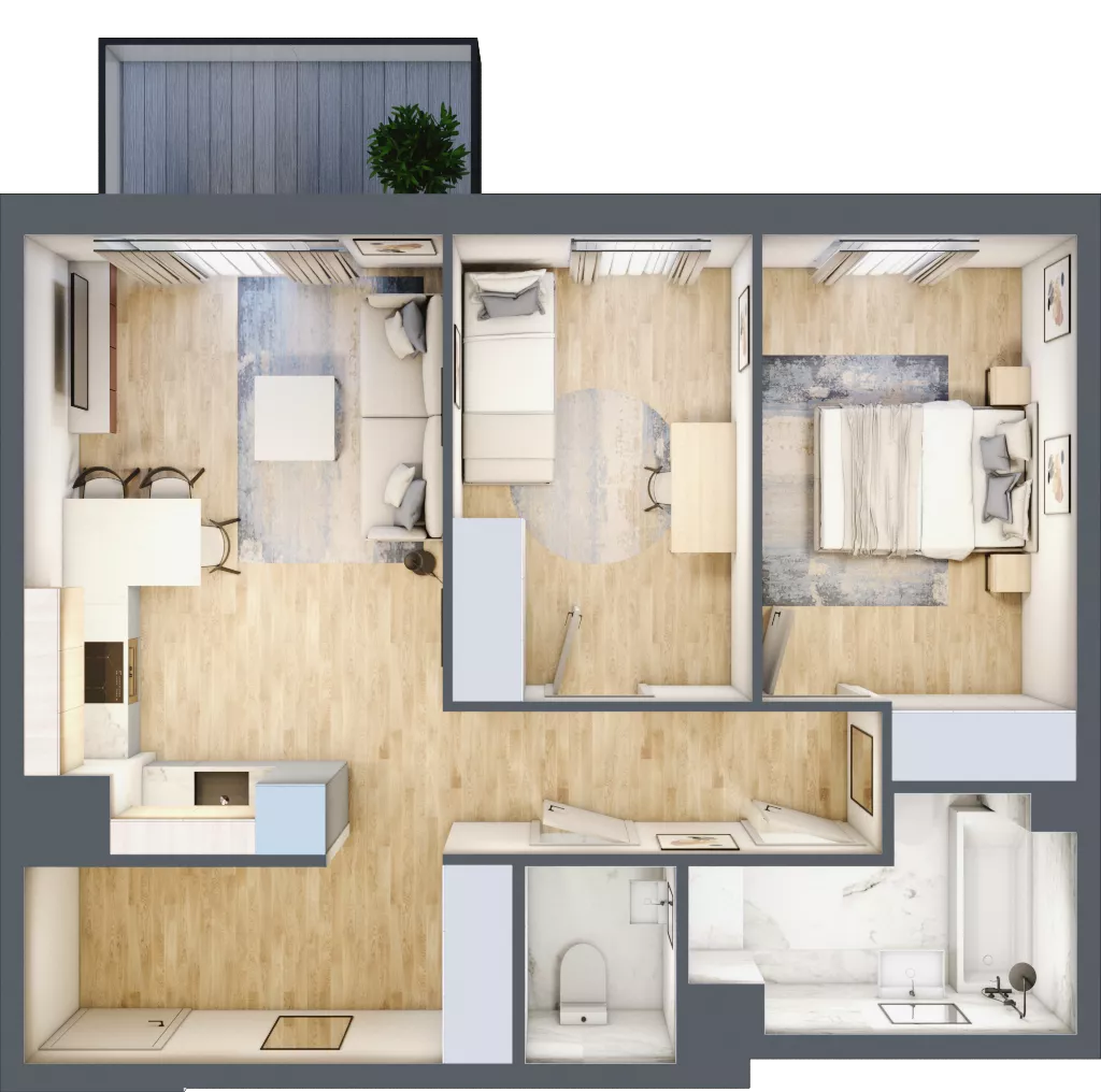 3 pokoje, mieszkanie 59,68 m², piętro 2, oferta nr P10.04.2.77, Osiedle Poematu, Warszawa, Wawer, Falenica, ul. Poematu