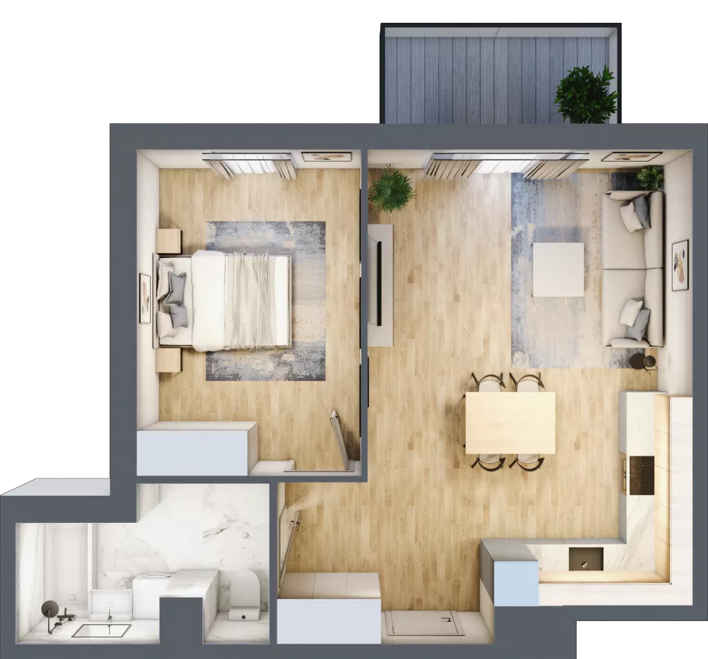 2 pokoje, mieszkanie 49,69 m², piętro 3, oferta nr P10.05.3.123, Osiedle Poematu, Warszawa, Wawer, Falenica, ul. Poematu