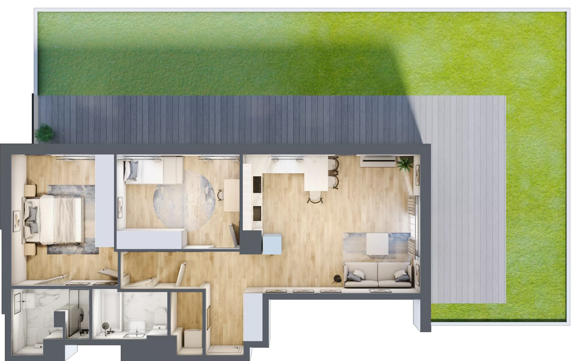 3 pokoje, mieszkanie 71,13 m², parter, oferta nr P9.01.0.3, Osiedle Poematu, Warszawa, Wawer, Falenica, ul. Poematu