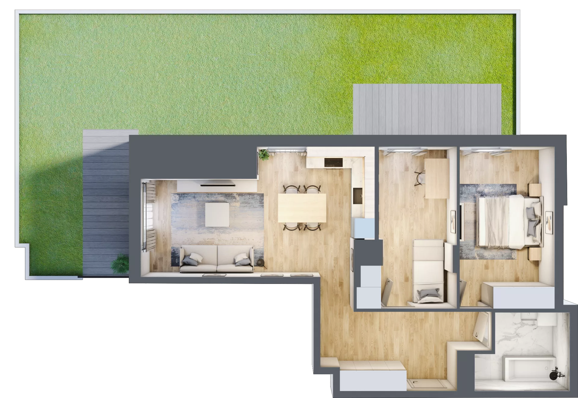 3 pokoje, mieszkanie 65,69 m², parter, oferta nr P9.01.0.9, Osiedle Poematu, Warszawa, Wawer, Falenica, ul. Poematu