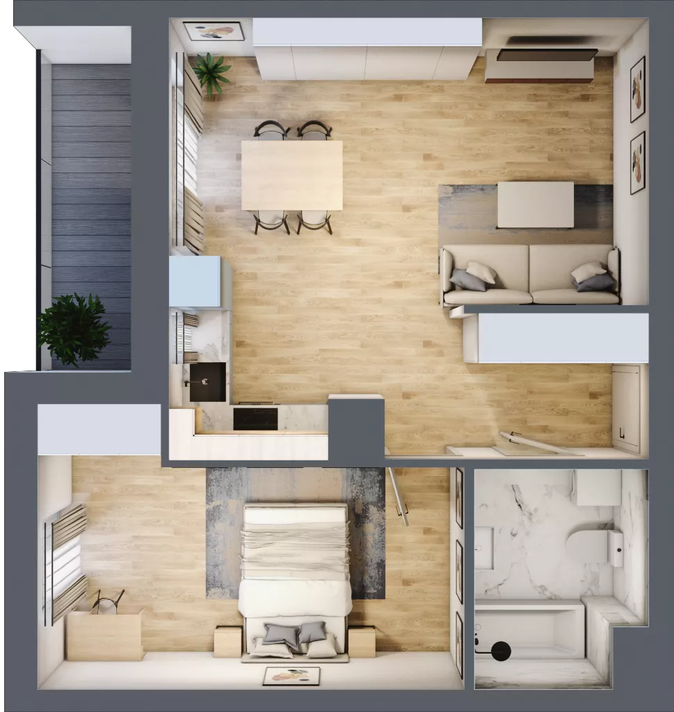 2 pokoje, mieszkanie 47,90 m², piętro 5, oferta nr A33, Niebieski Bursztyn, Reda, ul. Bosmańska