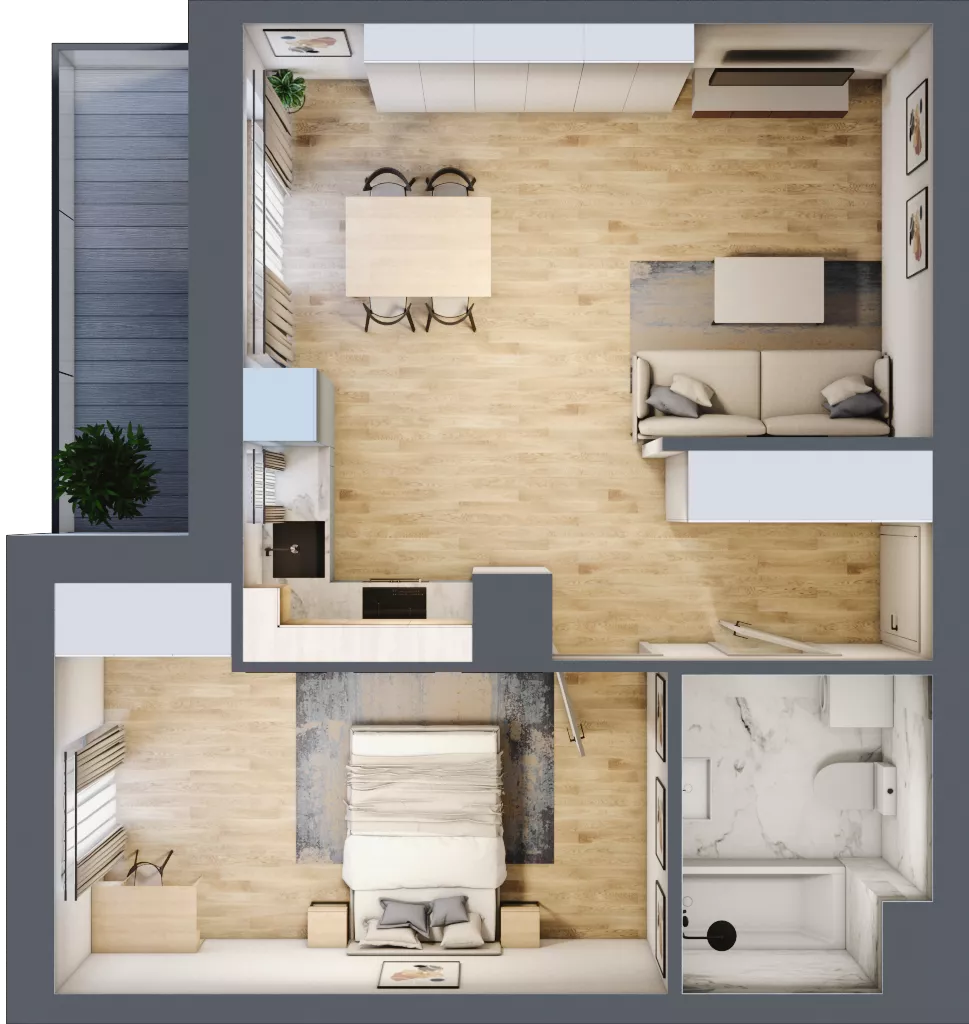 2 pokoje, mieszkanie 48,41 m², piętro 6, oferta nr A42, Niebieski Bursztyn, Reda, ul. Bosmańska