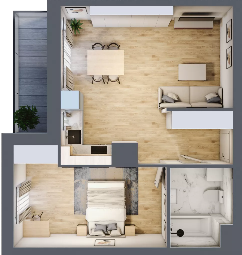 2 pokoje, mieszkanie 48,19 m², piętro 10, oferta nr A79, Niebieski Bursztyn, Reda, ul. Bosmańska