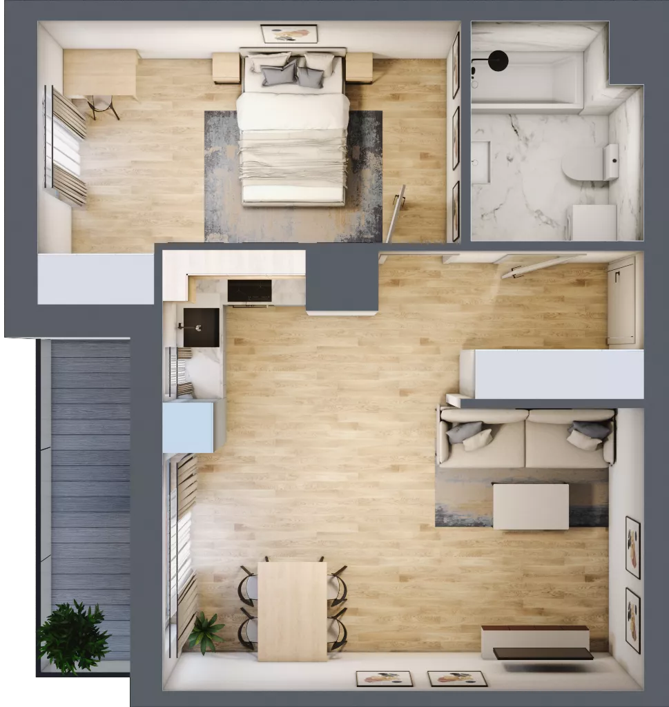2 pokoje, mieszkanie 48,62 m², piętro 11, oferta nr A86, Niebieski Bursztyn, Reda, ul. Bosmańska