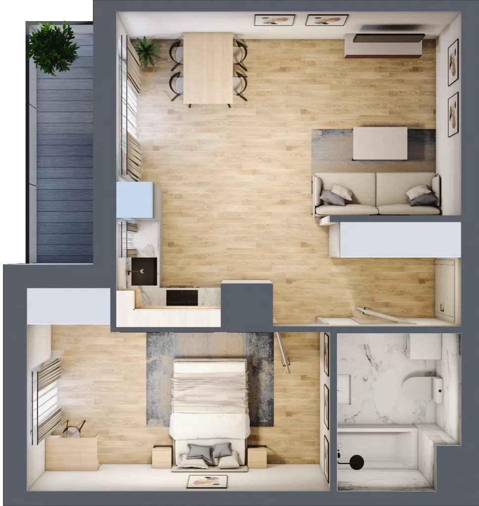 2 pokoje, mieszkanie 48,49 m², piętro 12, oferta nr A93, Niebieski Bursztyn, Reda, ul. Bosmańska