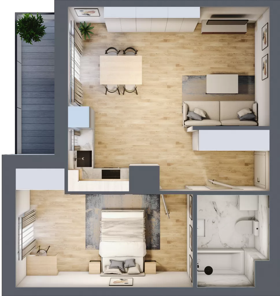 2 pokoje, mieszkanie 48,59 m², piętro 14, oferta nr A111, Niebieski Bursztyn, Reda, ul. Bosmańska