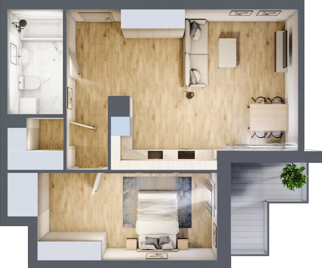 2 pokoje, mieszkanie 59,87 m², piętro 5, oferta nr B11, Niebieski Bursztyn, Reda, ul. Bosmańska