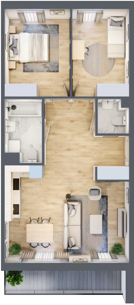 3 pokoje, mieszkanie 65,23 m², piętro 2, oferta nr D4, Niebieski Bursztyn, Reda, ul. Bosmańska