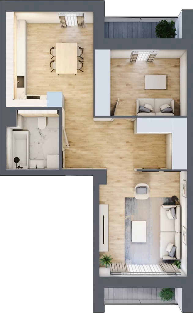 1 pokój, mieszkanie 52,99 m², piętro 2, oferta nr 5.02.B13, Ogrody Andersa, Gliwice, Wojska Polskiego, ul. Leopolda Okulickiego