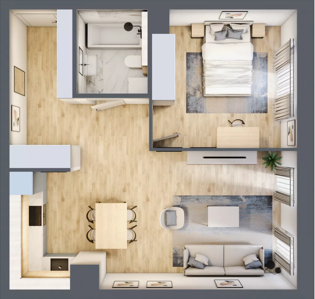 2 pokoje, mieszkanie 52,76 m², piętro 4, oferta nr 5.04.B19, Ogrody Andersa, Gliwice, Wojska Polskiego, ul. Leopolda Okulickiego