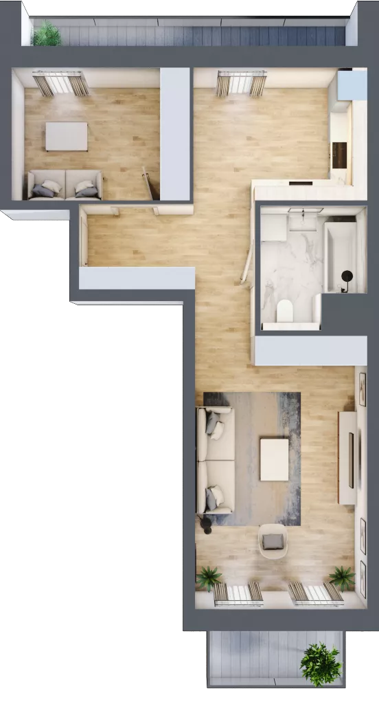 1 pokój, mieszkanie 51,36 m², piętro 4, oferta nr 5.04.C11, Ogrody Andersa, Gliwice, Wojska Polskiego, ul. Leopolda Okulickiego