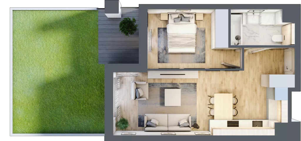 2 pokoje, mieszkanie 42,30 m², parter, oferta nr B1-00-5A, Nowa Francuska I, Katowice, Osiedle Paderewskiego-Muchowiec, Muchowiec, ul. Szybowcowa