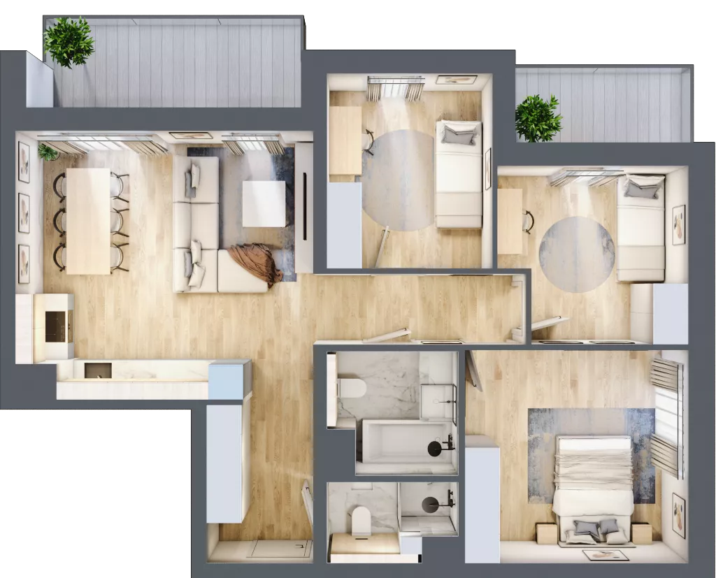4 pokoje, mieszkanie 73,44 m², piętro 1, oferta nr B1-01-16A, Nowa Francuska I, Katowice, Osiedle Paderewskiego-Muchowiec, Muchowiec, ul. Szybowcowa