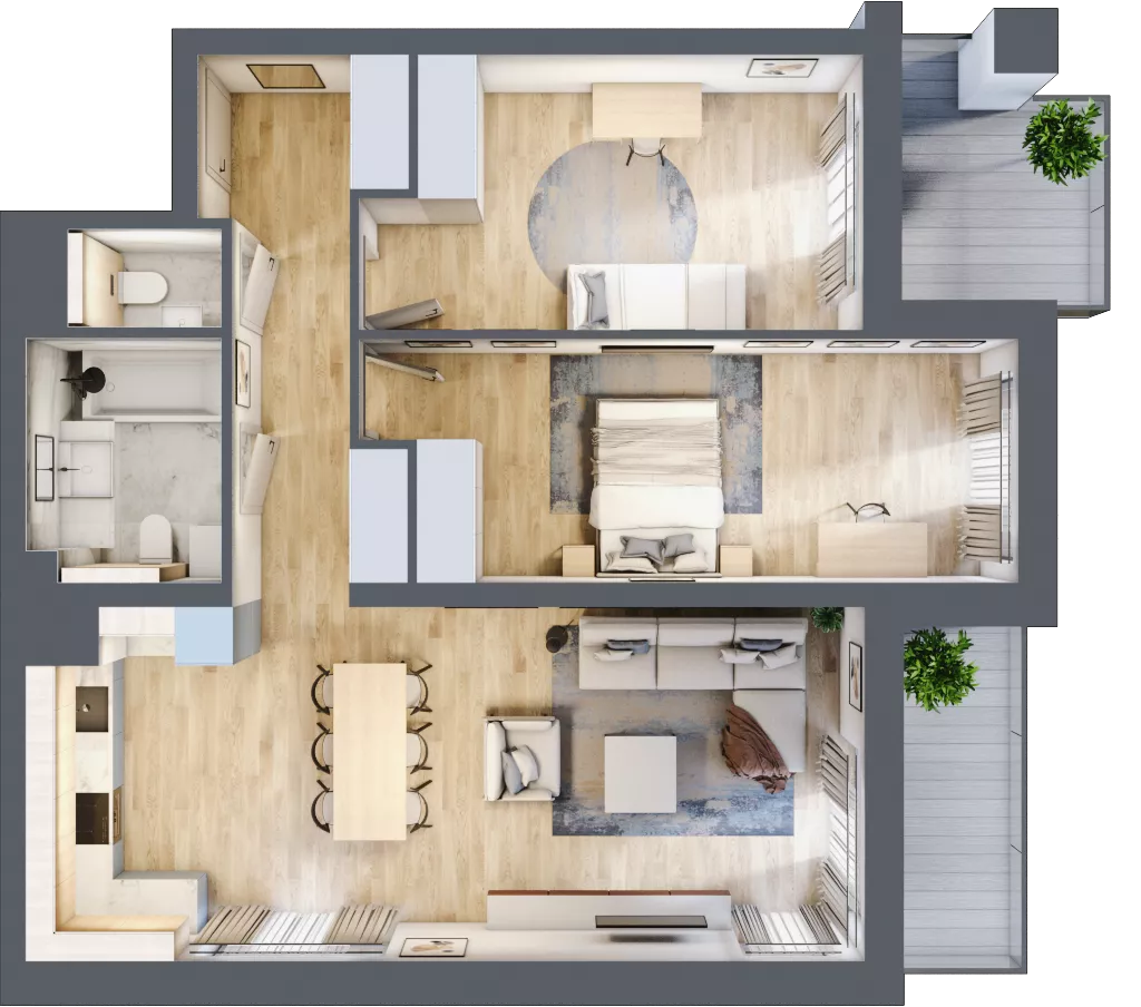 3 pokoje, mieszkanie 77,33 m², piętro 2, oferta nr B1-02-21A, Nowa Francuska I, Katowice, Osiedle Paderewskiego-Muchowiec, Muchowiec, ul. Szybowcowa